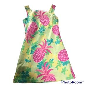 pink pineapple size 2 Lilly Pulitzer dress yellow green pink beachy tropical